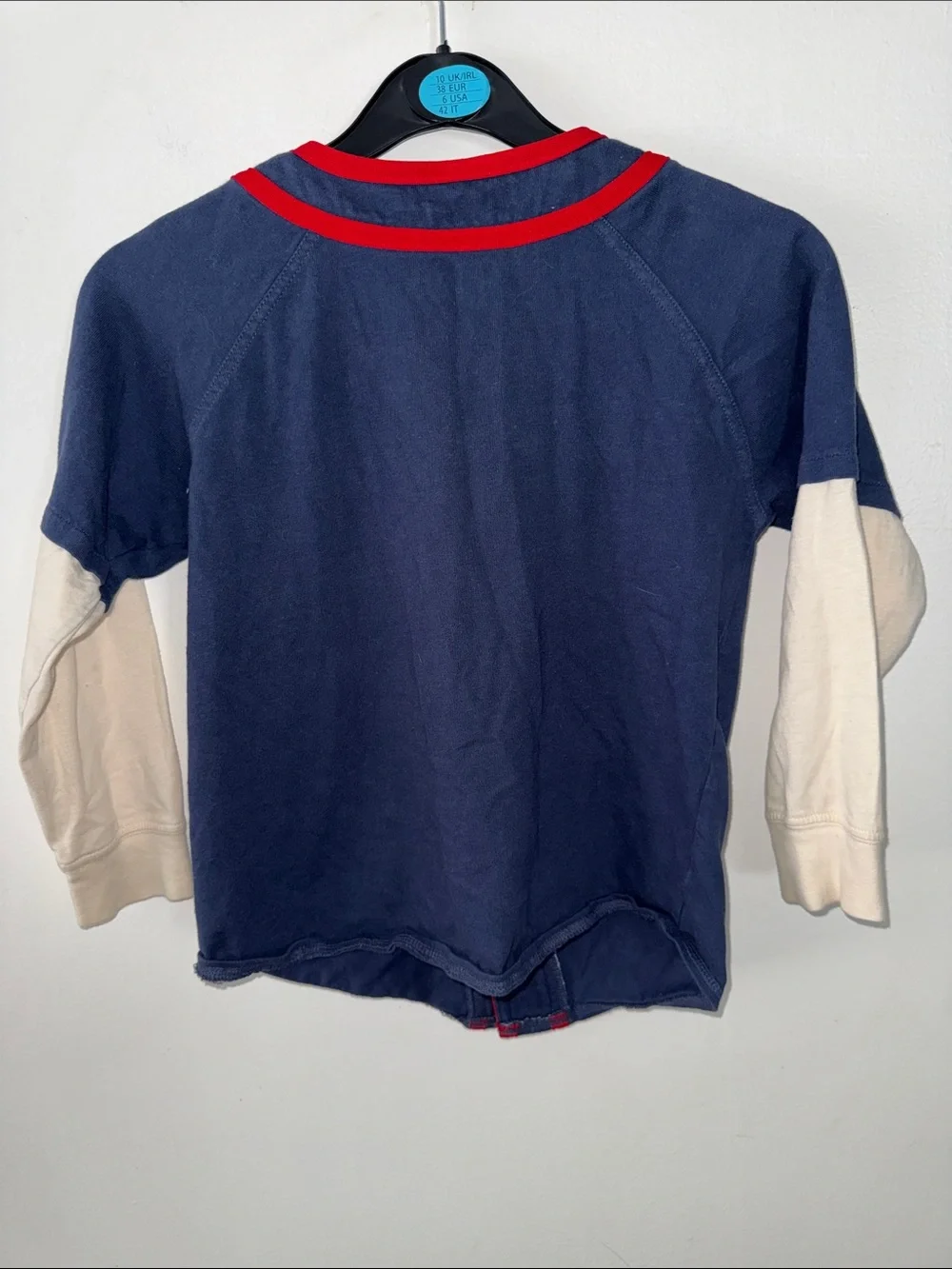 Vintage style OshKosh B'gosh Boys Size 7 Navy Baseball Jersey Long Sleeve Shirt